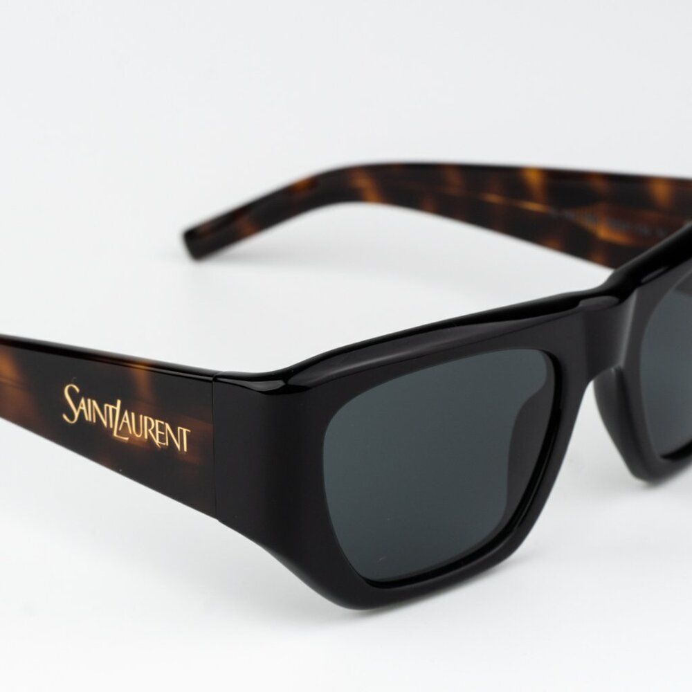 NEW Saint Laurent SL740 004 Black Havana Square Unisex Sunglasses - Picture 7 of 11